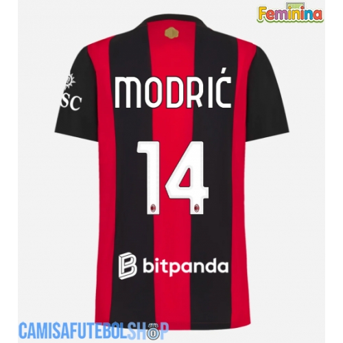 Camisa de time de futebol AC Milan Luka Modric #14 Replicas 1º Equipamento Feminina 2026-27 Manga Curta